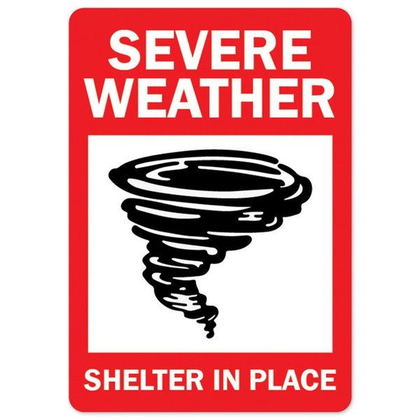 Signmission Public Safety, 7" Height, Peel And Stick Wall Graphic, 10" X 7", Severe Weather Shelter In Place OS-NS-RD-710-25540